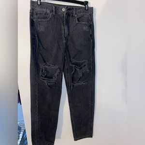 Black Ripped Mom Jeans from American Eagle